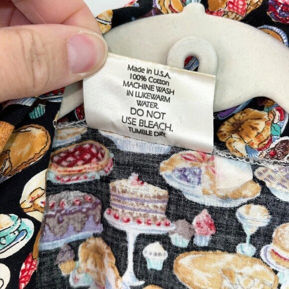 Cora J. Design Pie Print Robe Womens Size Small S Wrap Front Belt Made In USA - Picture 5 of 12